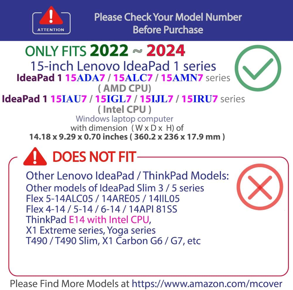 mCover Funda compatible solo con Lenovo IdeaPad 1 Series 2022-2024...