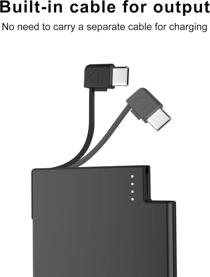 TNTOR Cargador Portátil USB-C Delgado con Cable Integrado, Banco de...
