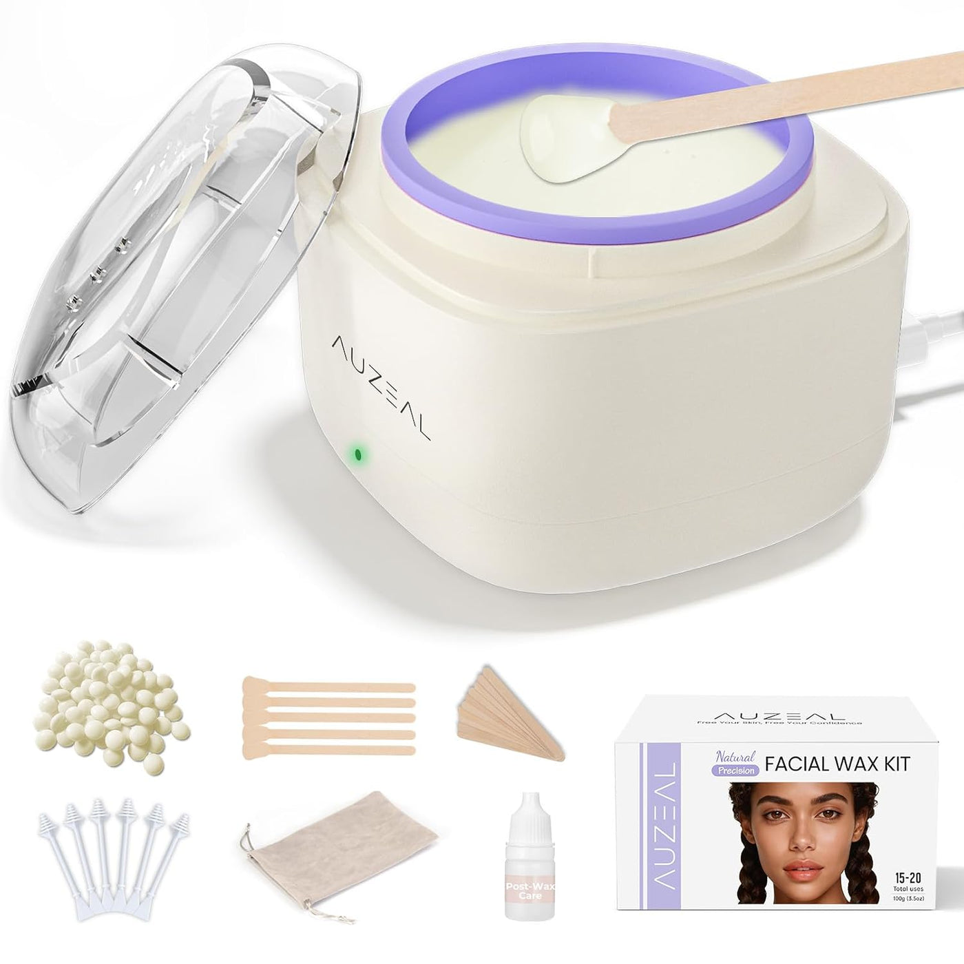 AUZEAL - Mini kit de cera facial para mujer, kit de depilación faci...
