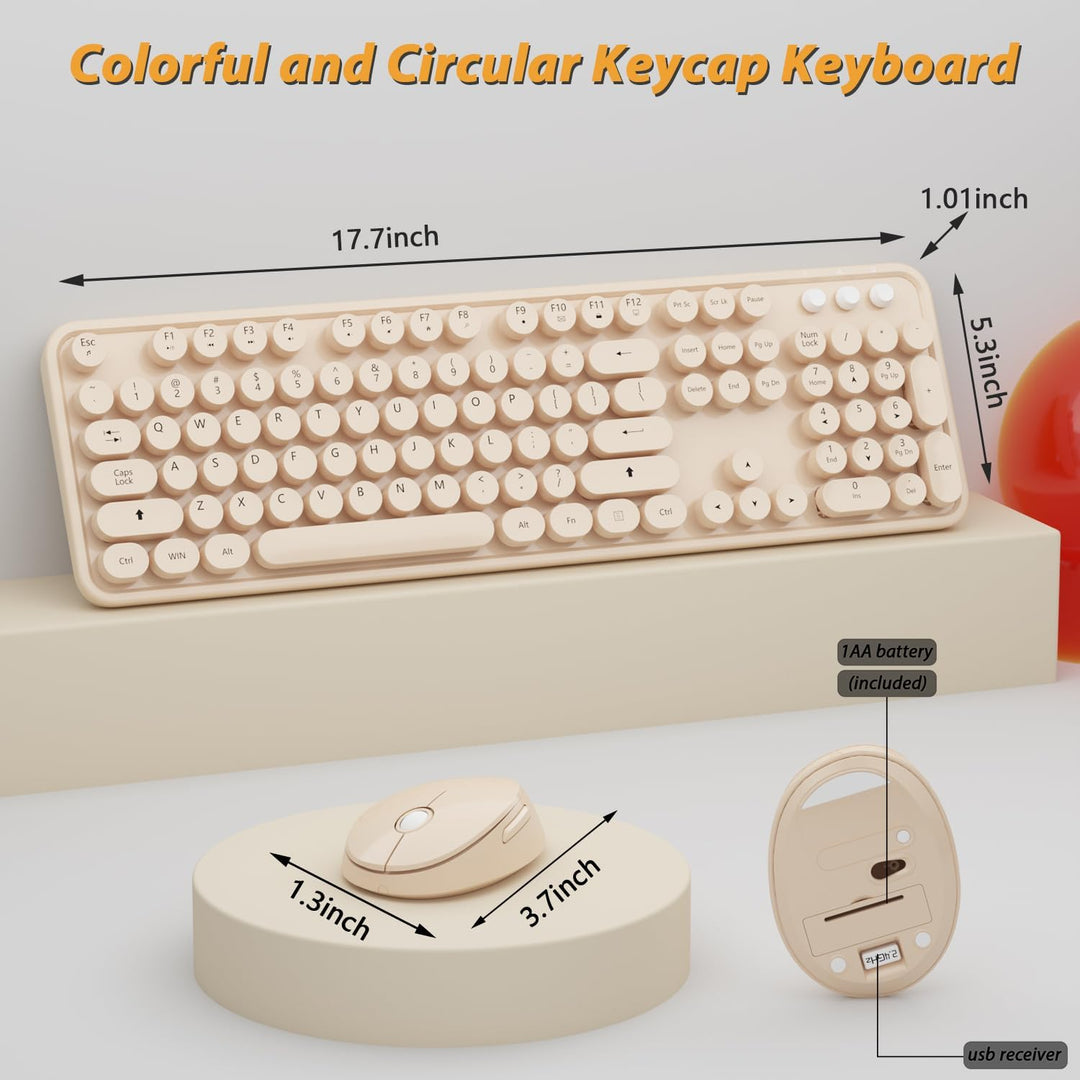 KOOTOP - Teclado inalámbrico, lindo y colorido de 104 teclas, máqui...