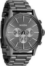 NIXON Sentry Chrono A1390-328.1 ft - Reloj analógico clásico para hombre resistente al agua (esfera de reloj de 1.654 pulgadas, correa de acero inoxidable de 0.81 a 0.78 pulgadas)