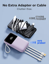 Cargador portátil de 15000 mAh con cable integrado, carga rápida de...