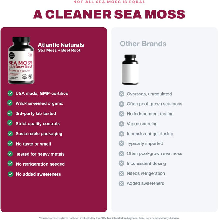 Atlantic Naturals Cápsulas de musgo marino con raíz de remolacha \u...