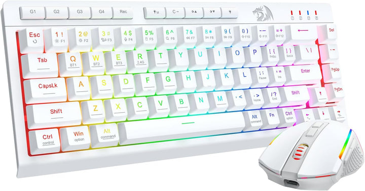 Redragon Combo de teclado y mouse inalámbricos para juegos, Bluetoo...