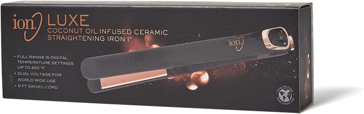Ion Plancha plana de cerámica con infusión de coco Luxe de 1 pulgada