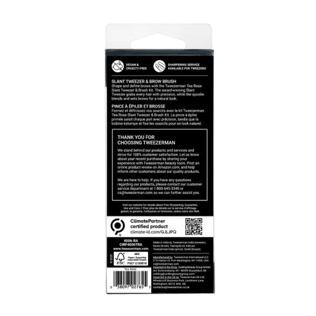 Tweezerman - Pinza inclinada completa de Tea Rose exclusiva y cepillo