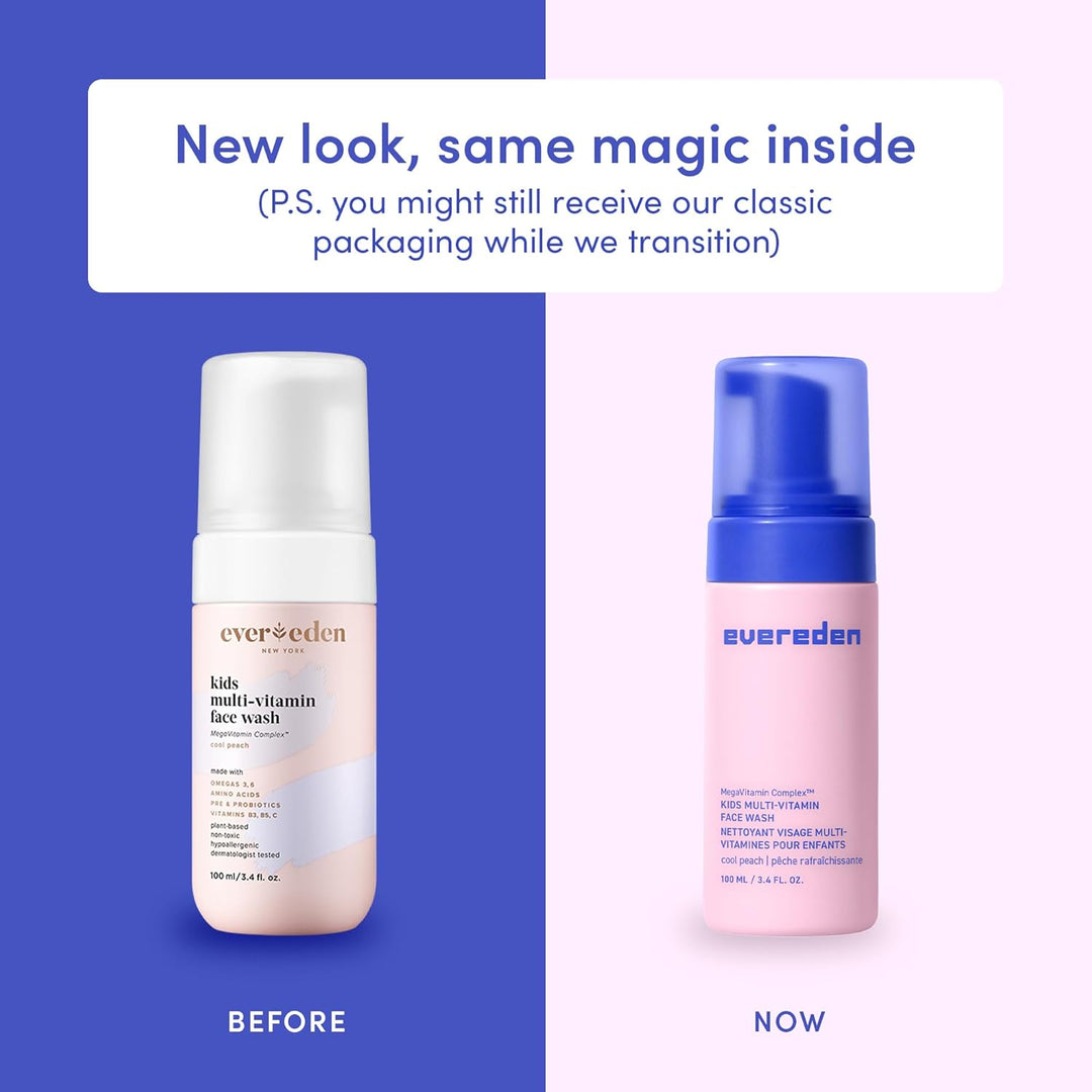 Evereden Lavado facial para niños: melocotón fresco, 3.4 onzas líqu...