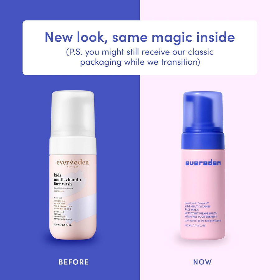 Evereden Lavado facial para niños: melocotón fresco, 3.4 onzas líqu...