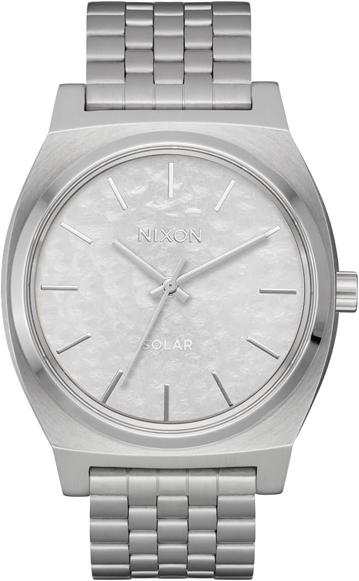 NIXON Time Teller Solar A1369 - Reloj analógico para hombre con energía solar resistente al agua de 100 m (esfera del reloj de 40.5 mm, correa de acero inoxidable de 20 mm con 5 eslabones)