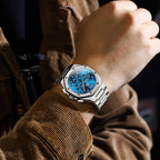 OLEVS Reloj para hombre Big Face Acero inoxidable Impermeable Luminoso Diamante