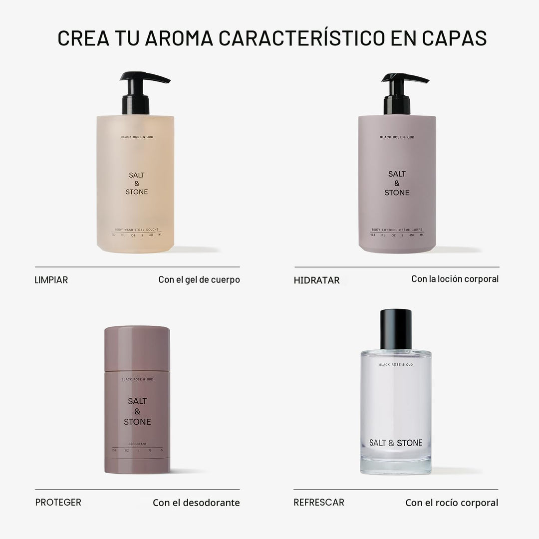 Salt &amp; Stone - Bruma corporal, aroma a rosa negra y oud, spray...