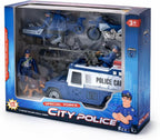 Liberty Imports Juego de 8 Piezas de Vehículos de Juguete y Figuras de Patrulla de Rescate Policial - Helicóptero, Camión SWAT, Motocicleta, Figuras de Acción, K-9, Armas y Accesorios para Juego