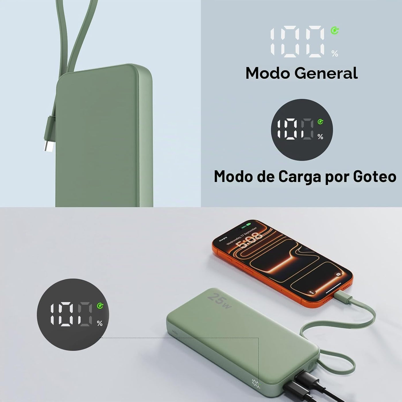NOBIS Cargador portátil 25W 10000mAh Power Bank con cable USB-C inc...