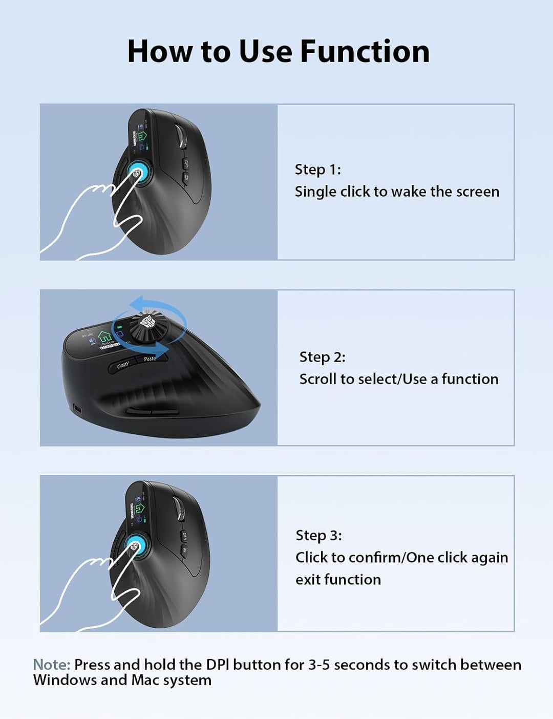 Transformers Ratón Vertical Ergonómico con Pantalla LED y Control d...