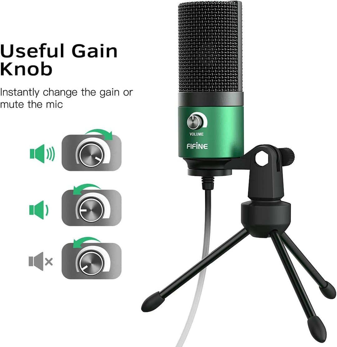 FIFINE - Micrófono USB para juegos para PC de escritorio, PS4 y Mac...
