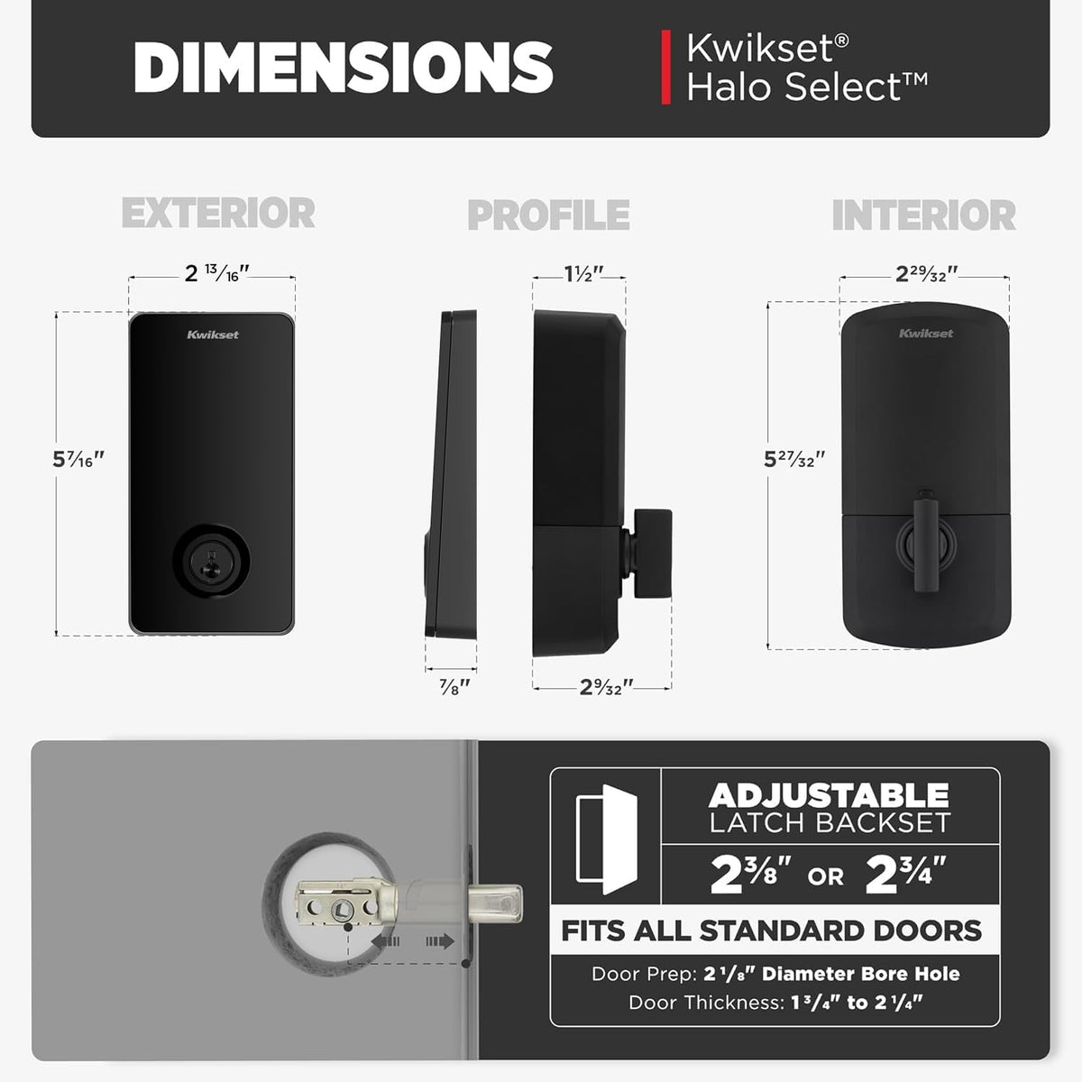 Kwikset Halo Select - Cerradura inteligente de entrada sin llave para puerta con Wi-Fi y Matter habilitada, cerrojo de puerta sin necesidad de concentrador, desbloqueo automático por geocerca