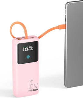Makoval Cargador portátil portátil 24000mAh 65W con cable USB C inc...