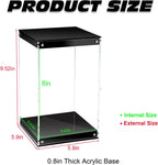 Vitrina de acrílico transparente con luz LED para coleccionables de trofeos, 6 x 6 x 8 inches