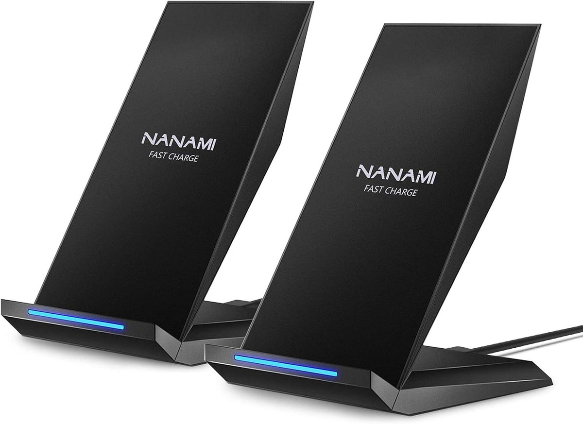 Cargador inalámbrico rápido, [2 unidades] NANAMI Soporte de carga inalámbrico compatible con iPhone 18 Pro/18 Pro Max/17/17 Air/17 Pro/16/15/14, base de cargador de teléfono para Galaxy S26/S26+/S25