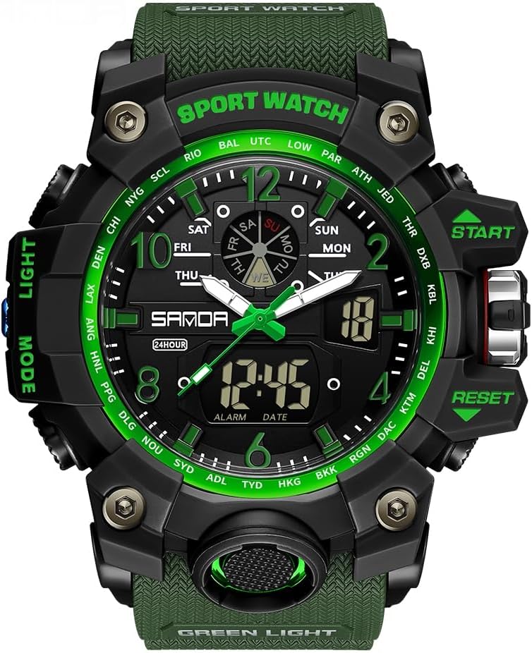 Reloj para Hombre AIMES Deportivo al Aire Libre a Prueba de Agua Militar con Fecha, Función Múltiple, Pantalla LED, Alarma, Cronómetro y Tácticas para Hombres