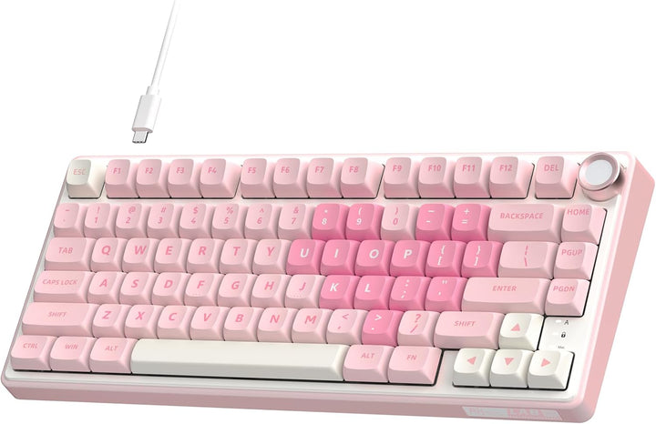 RK ROYAL KLUDGE Teclado mecánico R75 con cable con perilla de volum...