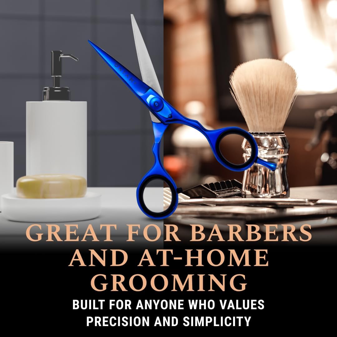 Ontaki Tijeras japonesas de acero para barba y cabello, puntas redo...