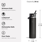 Hydro Flask Botella de agua – Acero inoxidable aislado – Tapa ancha con pajilla, antiderrames, a prueba de fugas en 24 onzas azul puerto