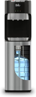 Brio Dispensador enfriador de agua con carga inferior para botellas de 5 galones - 3 temperaturas con salidas caliente, ambiente y fría, cerradura de seguridad para niños, pantalla LED con alerta de