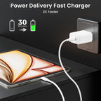 Paquete de 20 cargadores rápidos USB C de 20 W para Apple iPad Pro de 13/12.9/11 pulgadas, iPad A16/10ª generación, iPad Air de 11/13 pulgadas/5ª/4ª, iPad mini 6/7, cargador de iPad bloque de carga