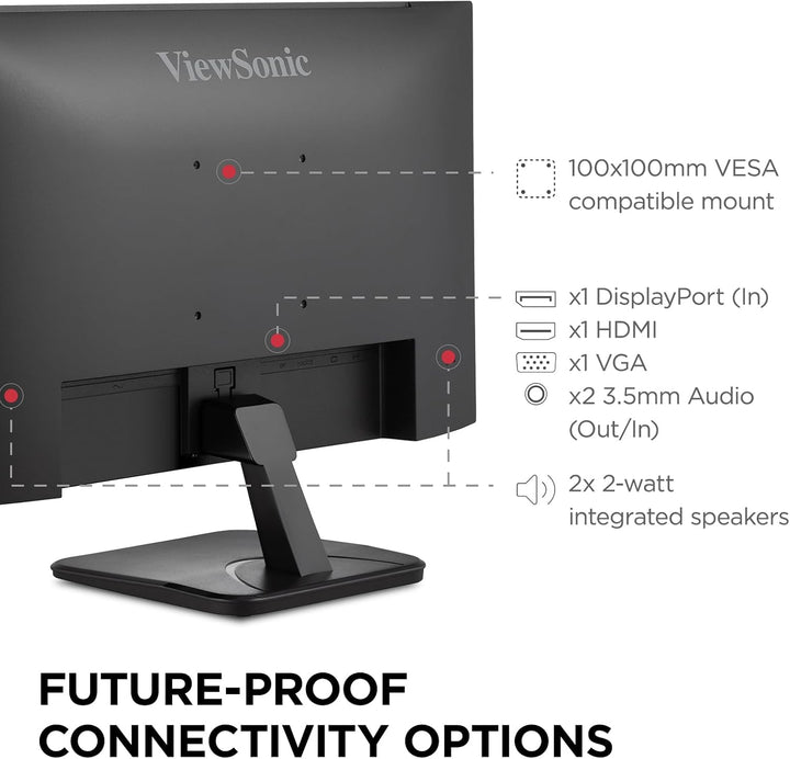 ViewSonic VA2456A-MHD Monitor de 24 pulgadas 1080p, pantalla IPS co...