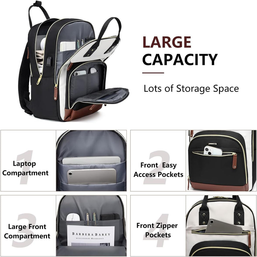 Mochila para laptop para mujer, bolsa de trabajo de 15.6 pulgadas c...