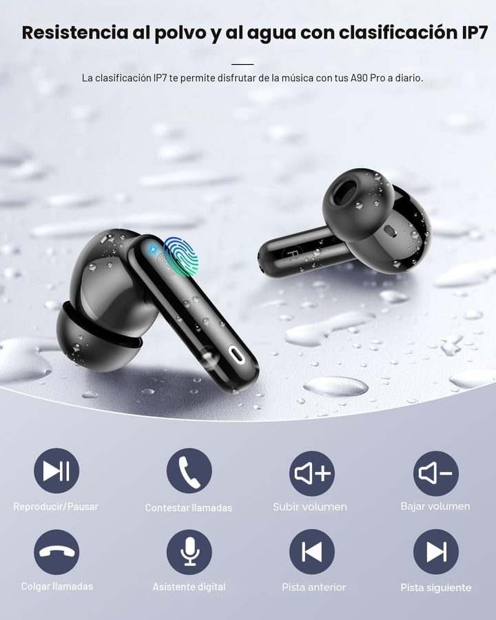 Auriculares inalámbricos, auriculares Bluetooth 5.4 con graves esté...