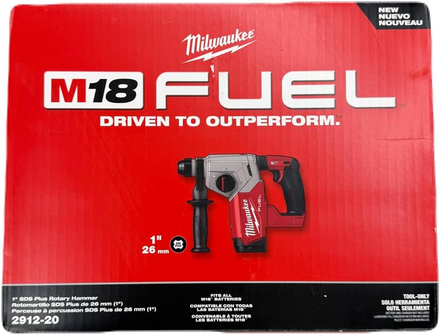 Milwaukee 2912-20 M18 Fuel 18V 1" SDS Plus Martillo rotatorio sin escobillas