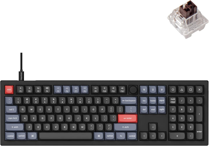Keychron V6 Teclado mecánico con cable personalizado con perilla, d...