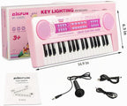 Teclado de piano recargable para niños, 37 teclas con micrófono e