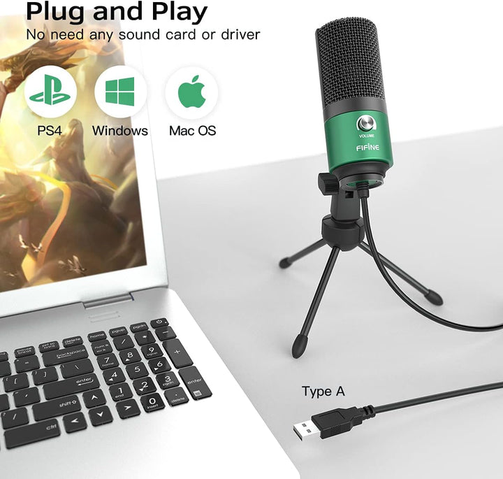 FIFINE - Micrófono USB para juegos para PC de escritorio, PS4 y Mac...