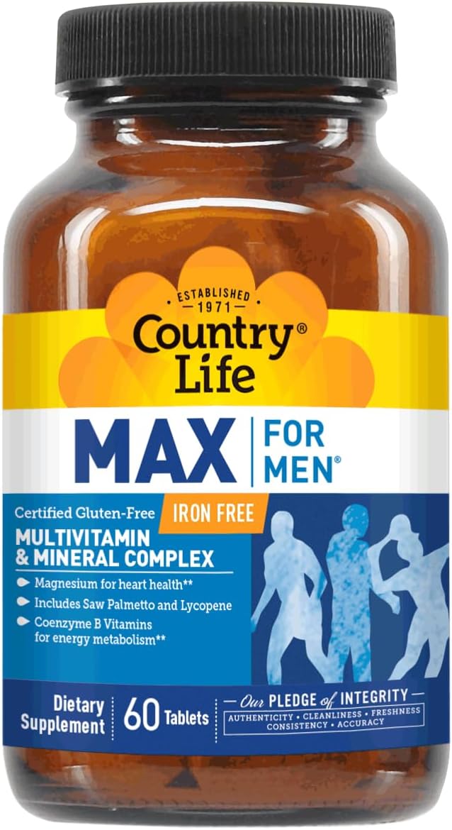Country Life Max for Men, Complejo multivitamínico y mineral, sin h...