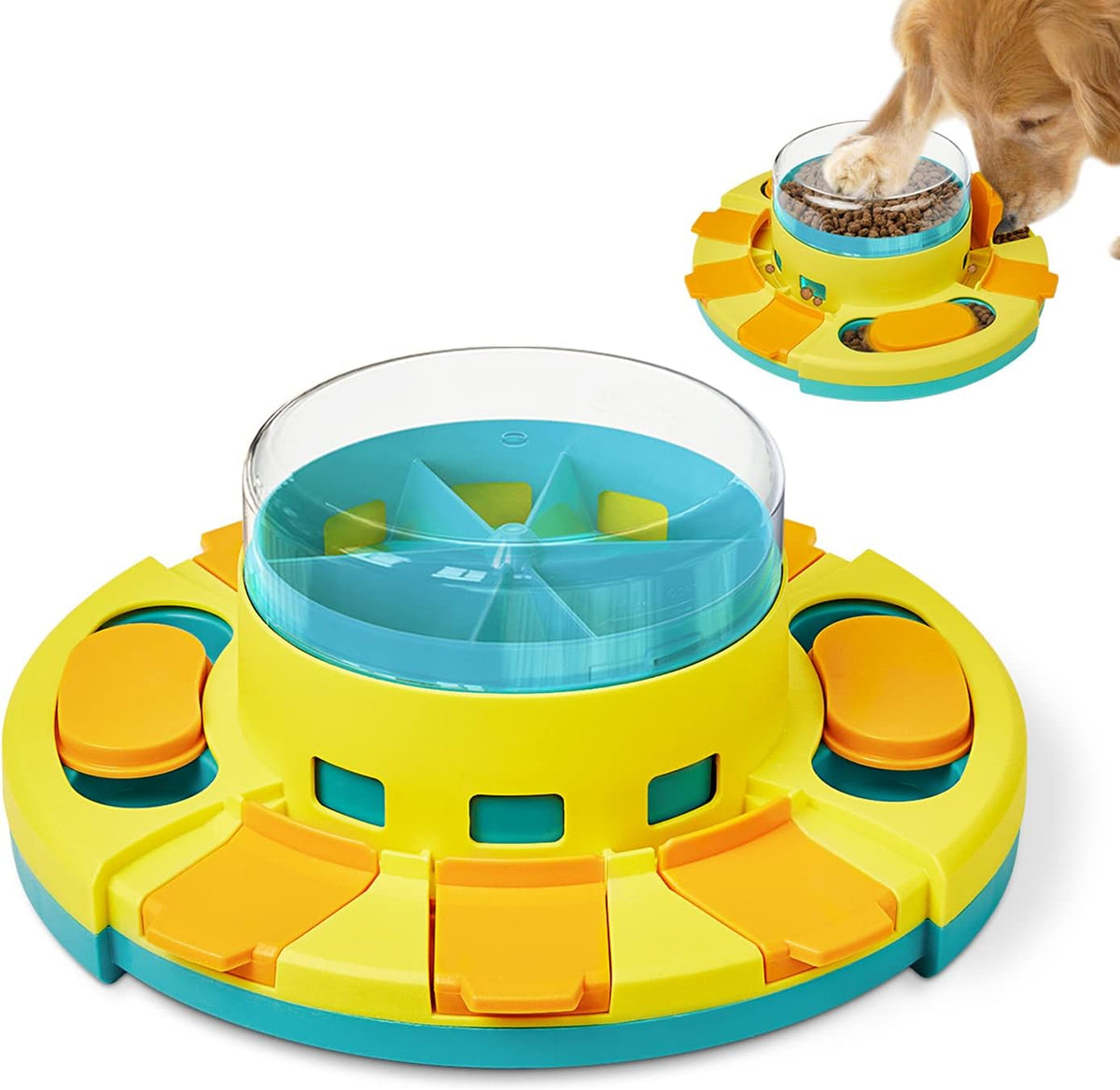Potaroma Juguete de rompecabezas para perros de 2 niveles, alimentador lento, dispensador de alimentos para cachorros para entrenamiento de coeficiente intelectual y entretenimiento para todas las