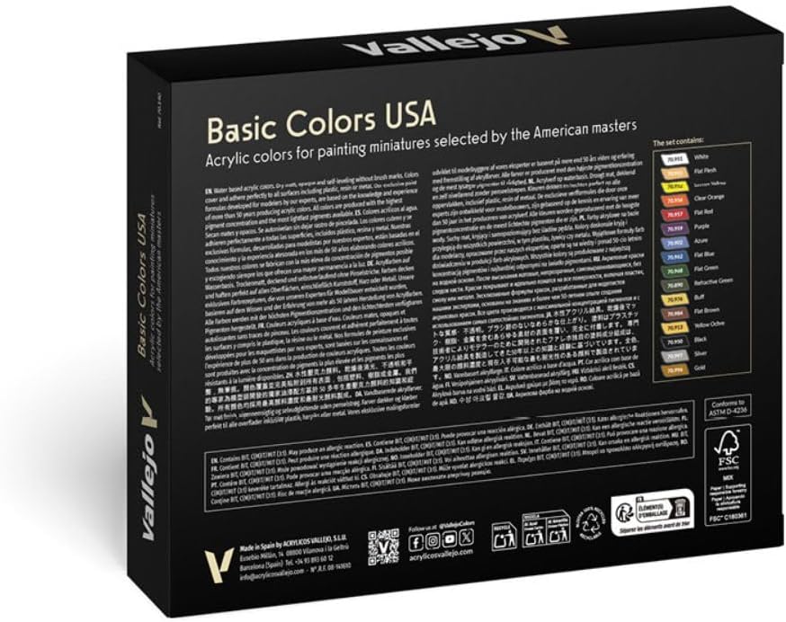 Vallejo Basic Colors - Juego de pintura acrílica de Estados Unidos, 16