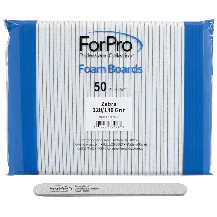 ForPro Zebra - Tabla de espuma de grano 120\/180, lima de uñas de m...
