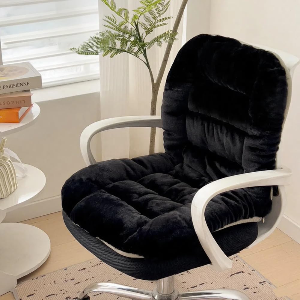 Cojín de asiento de oficina con respaldo de felpa para silla de juegos, cojín antideslizante para silla de escritorio, 18.8 x 35.4 pulgadas
