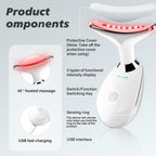Suenohyu Terapia de luz roja para masajeador facial, dispositivo de terapia de luz de mano para el cuidado de la piel en el hogar, terapia de luz, herramienta de masajeador facial para cuello (blanco)