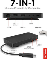 Lenovo Base de viaje USB-C de doble pantalla, 7 puertos, cable USB-...