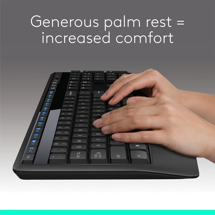 Logitech MK345 Combo de teclado y ratón inalámbrico | Reposamuñecas...