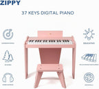 ZIPPY - Teclado de piano para niños, piano digital de 37 teclas para niños, instrumento educativo musical, piano de madera para niñas y niños mayores de 3 años