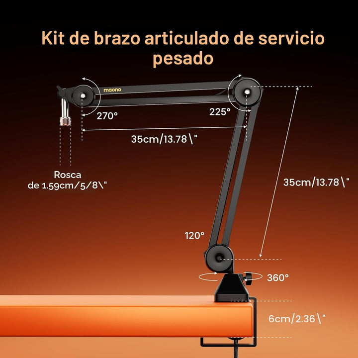 MAONO PD200W Micrófono inalámbrico híbrido para podcast para PC, ki...