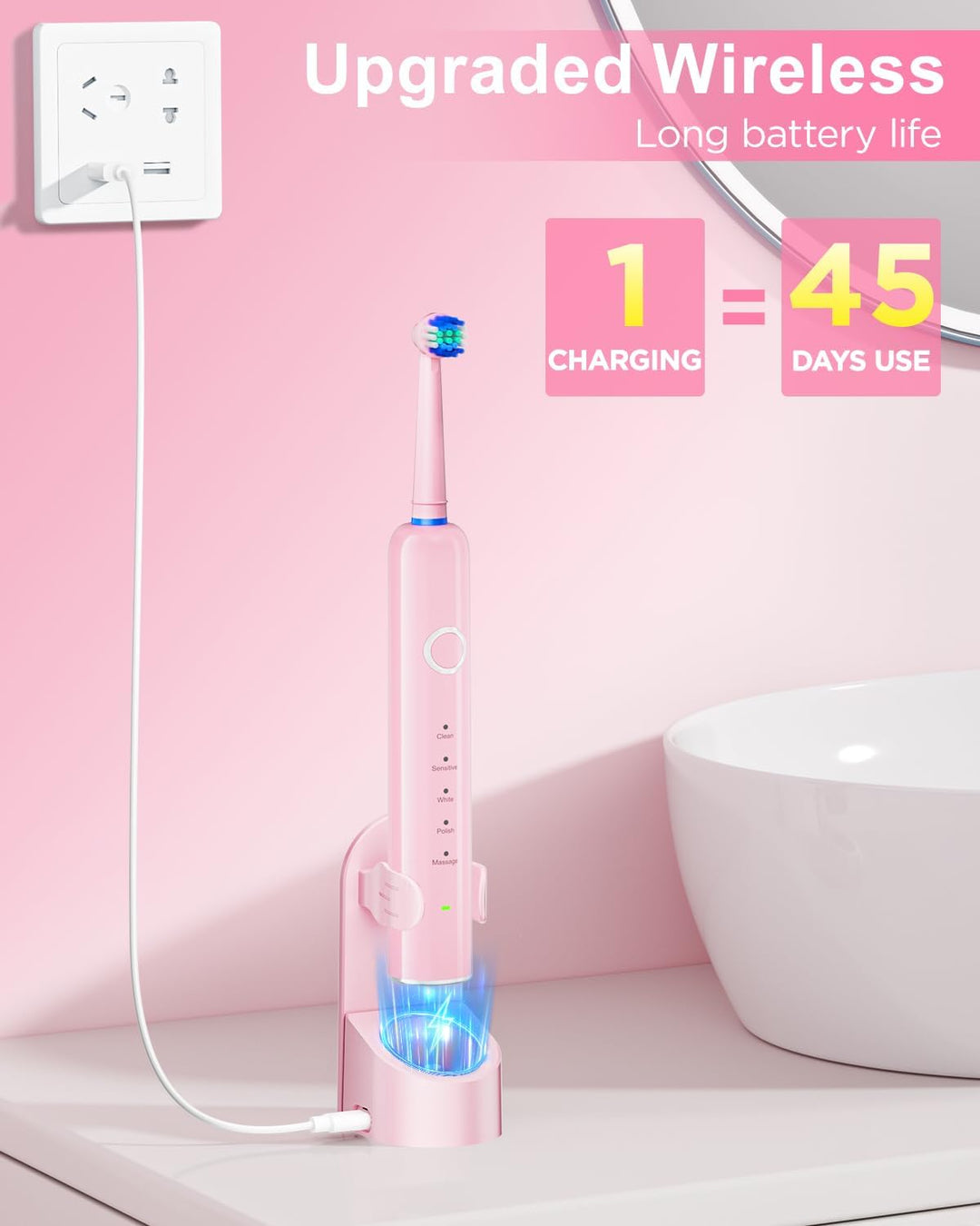 MCUDKIK Cepillo de dientes eléctrico giratorio para adultos, 8 cabe...