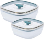 Anyday Juego de 4 piezas de utensilios cuadrados para microondas y juego de almacenamiento de alimentos con tapas de vidrio | Envases libres de plástico y BPA | Platos de 10 tazas y 5.5 tazas (Kale)