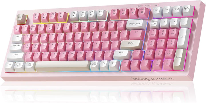 LEOBOG x Aula - Teclado para juegos, teclado cremoso inalámbrico, t...