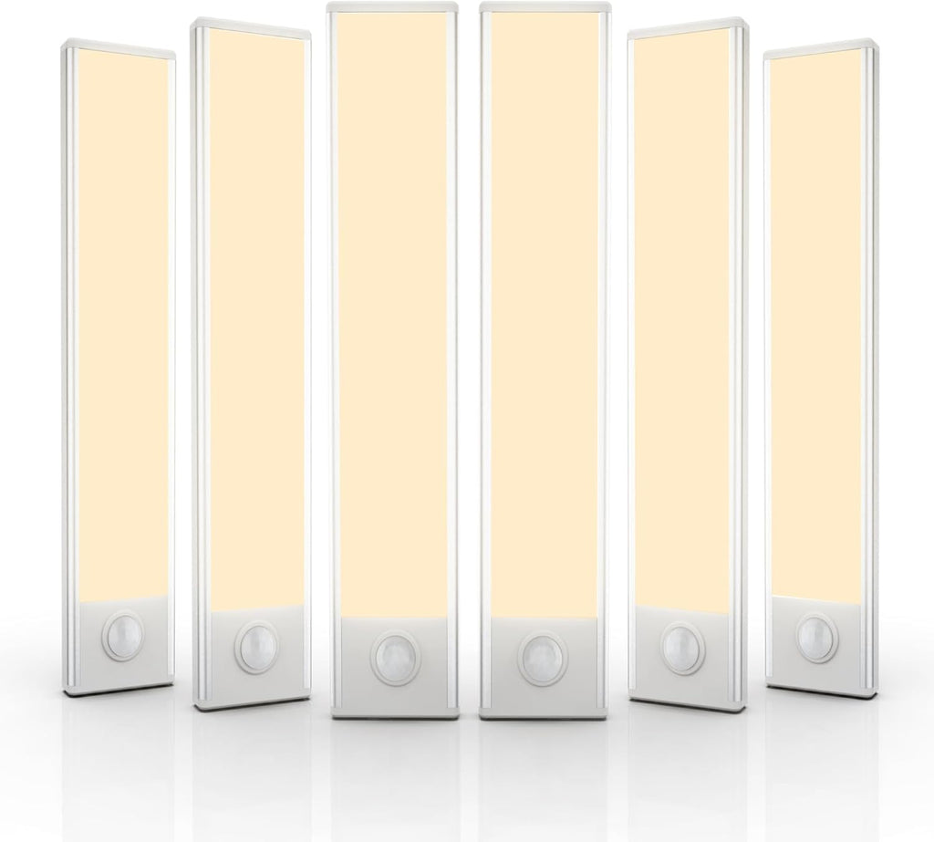 Paquete de 6 luces inalámbricas para debajo del gabinete, 32 luces LED con sensor de movimiento, luces magnéticas recargables para interiores, funciona con pilas, luces debajo del mostrador para